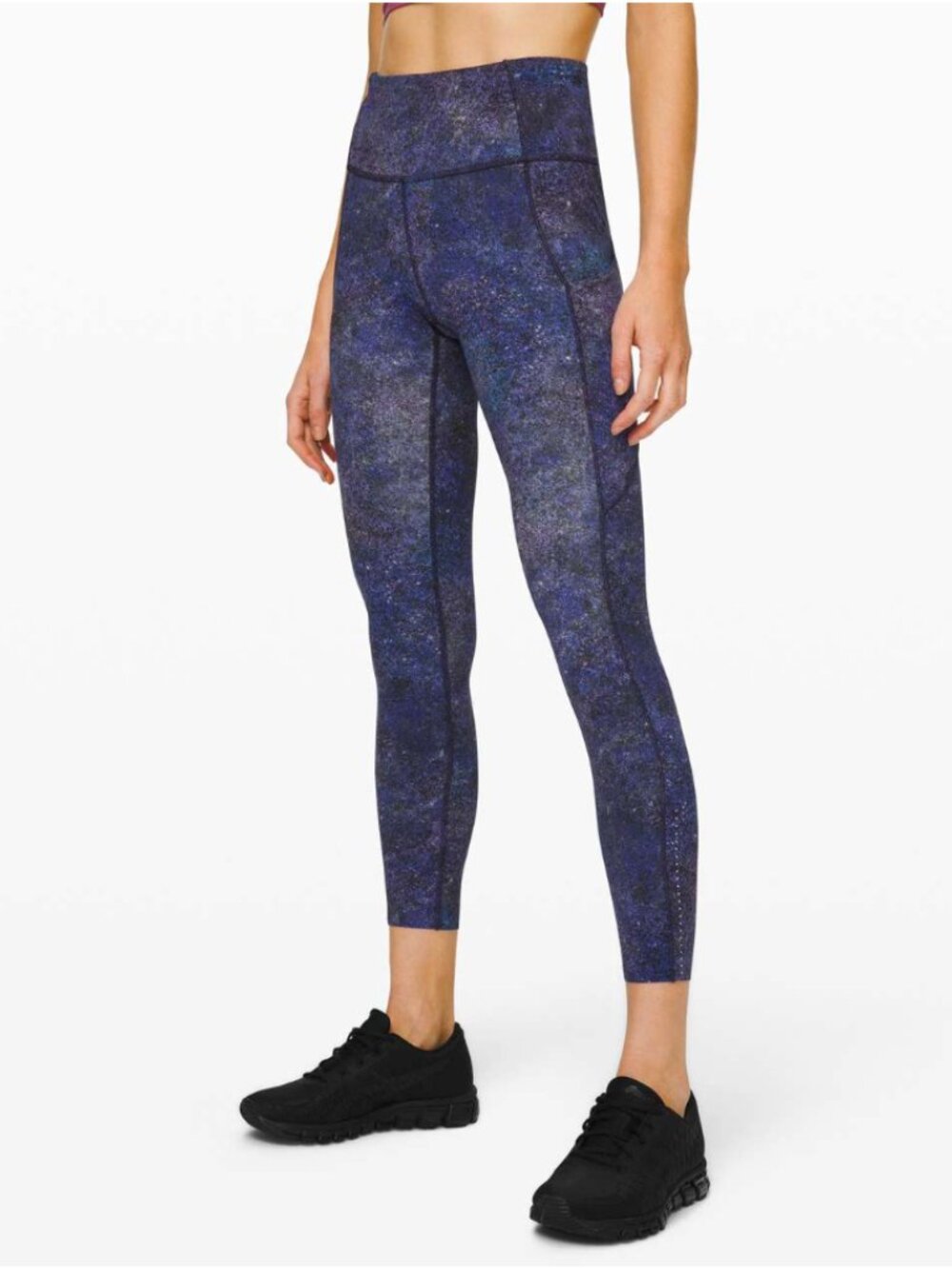 Lululemon Fast and Free Nulux Polar Lights Blue Multi High-Rise Crop Leggings 6
